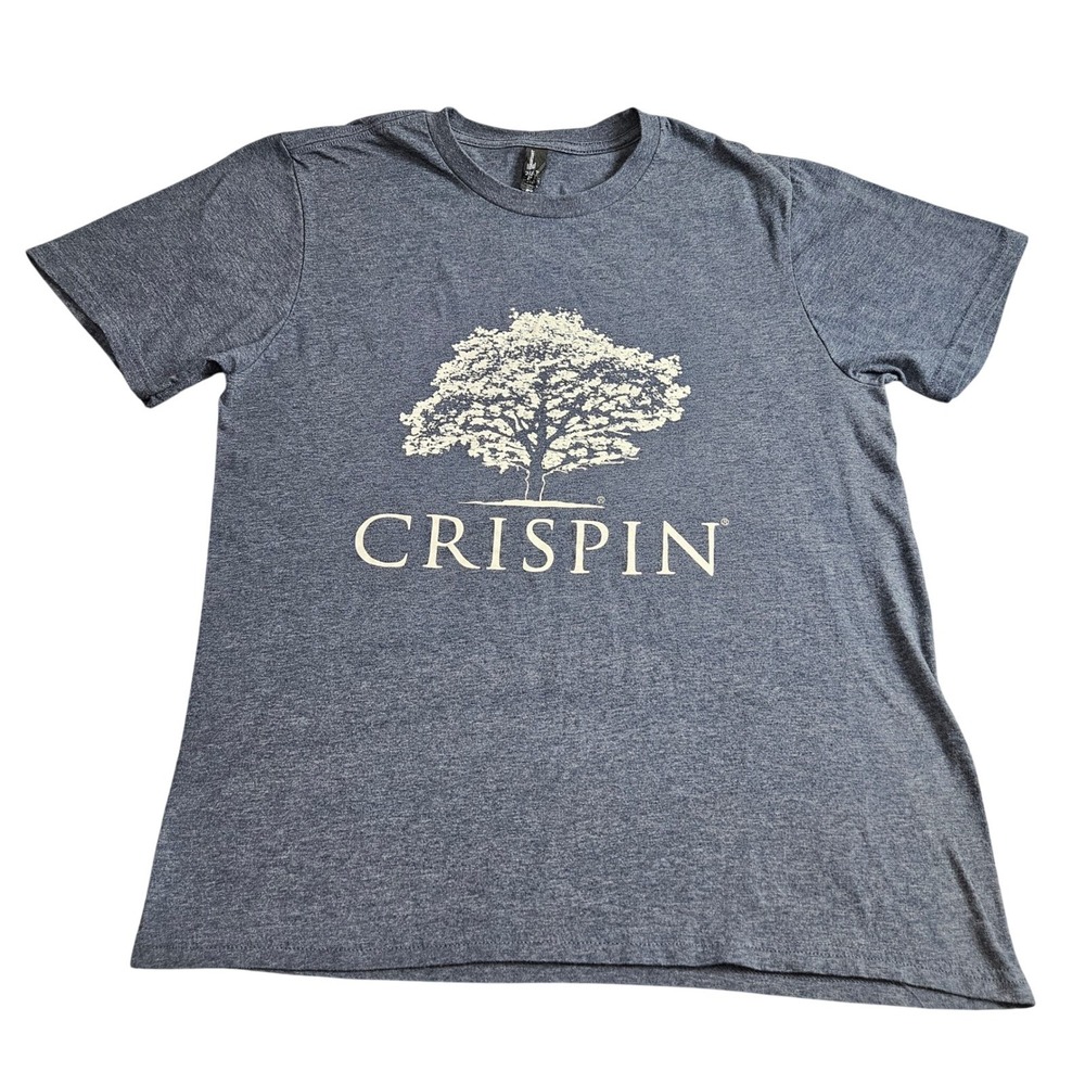 Crispin Hard Cider TShirt Mens Large Blue Heathered Graphic Tee Logo Barwear